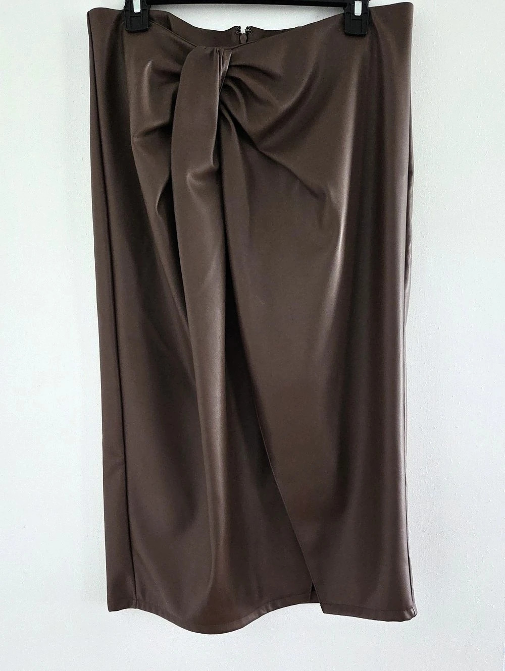 Open Edit Faux Leather Knot Midi Skirt